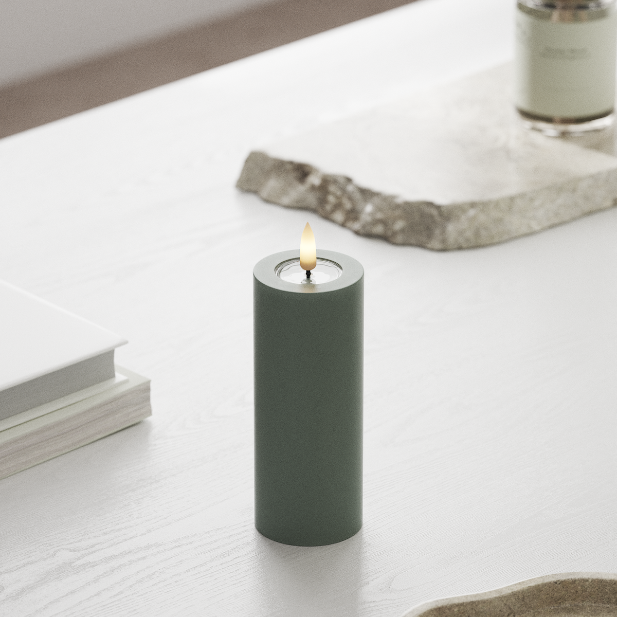 Deluxe Homeart LED Pillar candle Ø 5 x 12.5 cm Sage Green LED Pillar candle 1