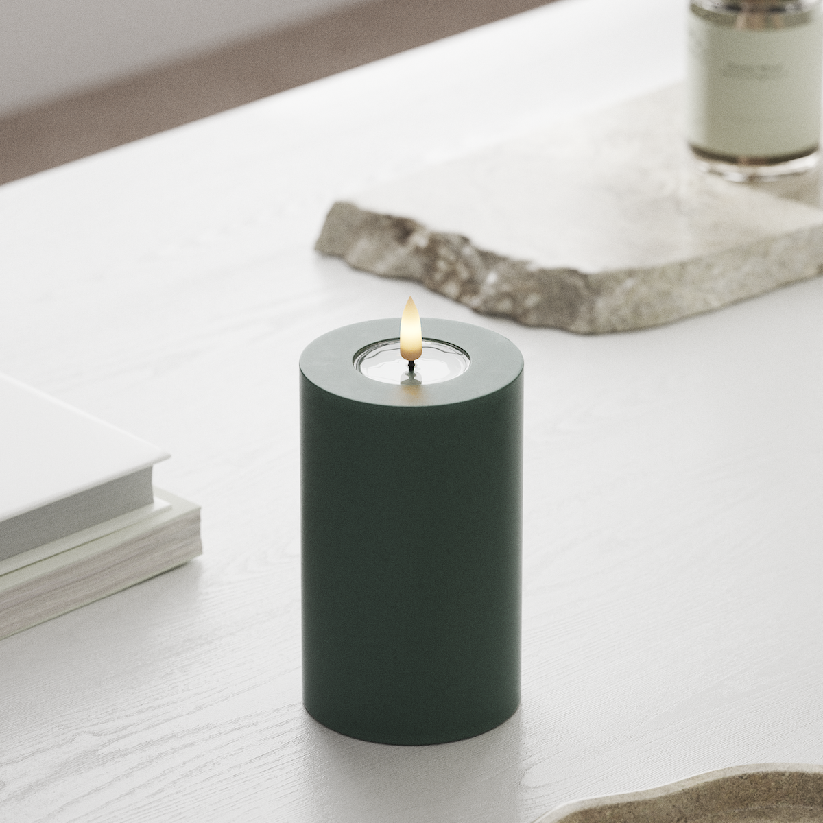 Deluxe Homeart LED Pillar candle Ø 7.5 x 12.5 cm Jade Green LED Pillar candle 1