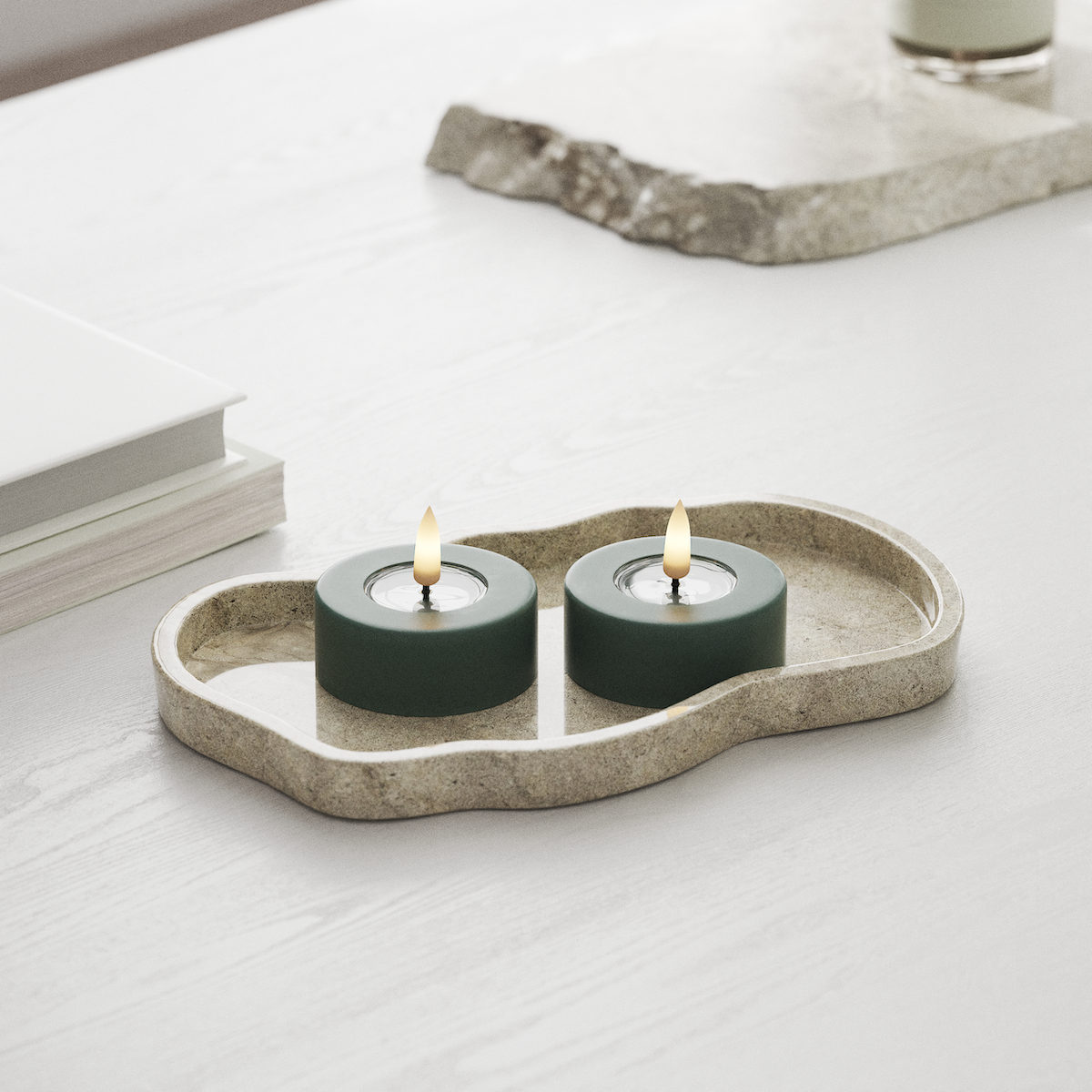 Deluxe Homeart LED Jumbo Tealight candle 2 pieces Large Jade Green LED jumbo Tealight candle 1