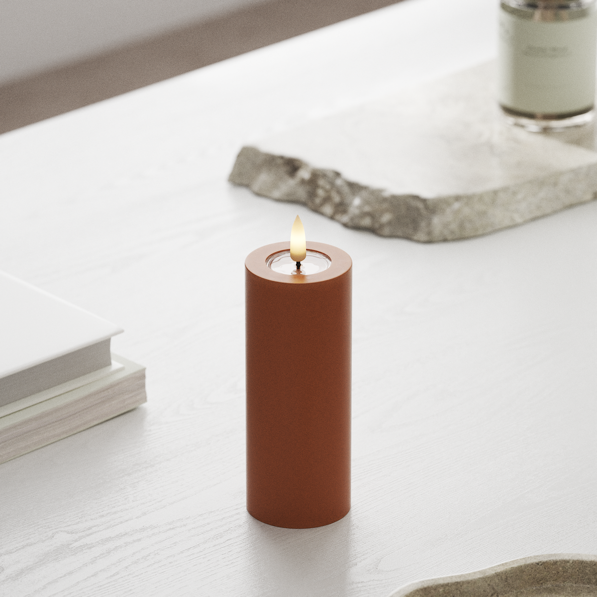 Deluxe Homeart LED Pillar candle Ø 5 x 12.5 cm Orange LED Pillar candle 1