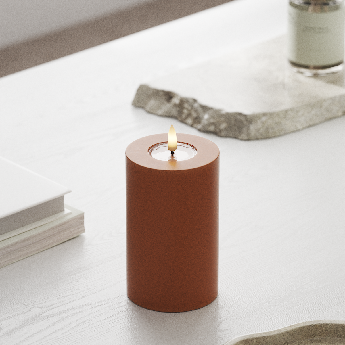 Deluxe Homeart LED Pillar candle Ø 7.5 x 12.5 cm Orange LED Pillar candle 1
