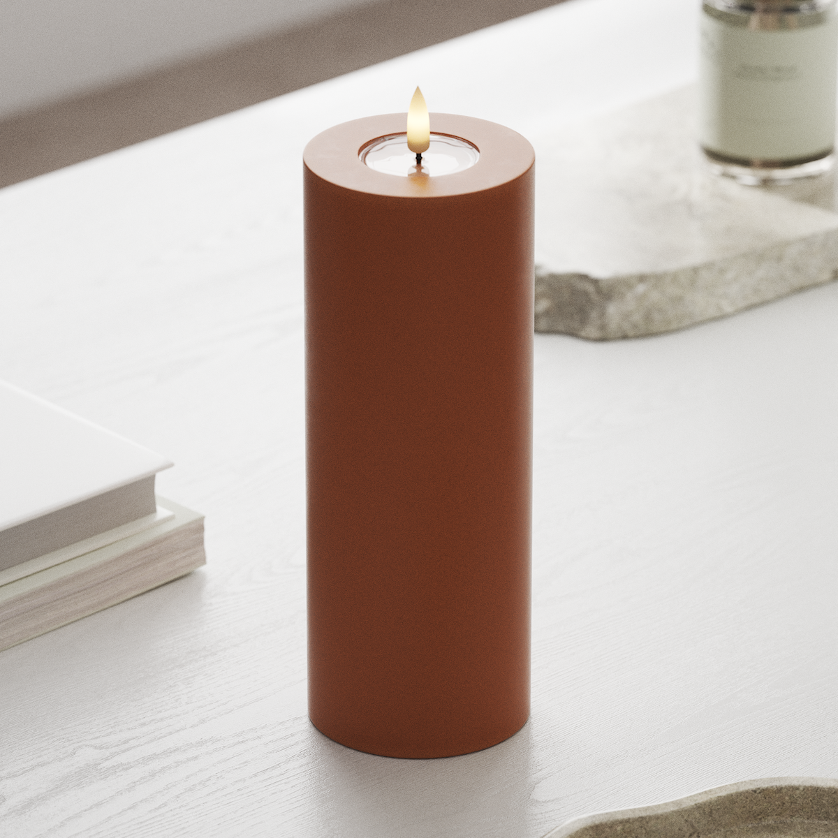 Deluxe Homeart LED Pillar candle Ø 7.5 x 20 cm Orange LED Pillar candle 1