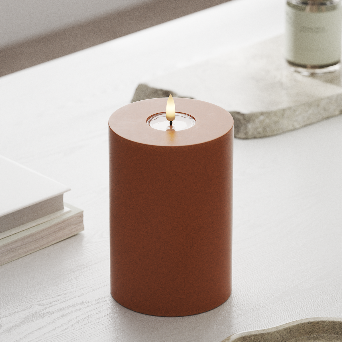 Deluxe Homeart LED Pillar candle Ø 10 x 15 cm Orange LED Pillar candle 1