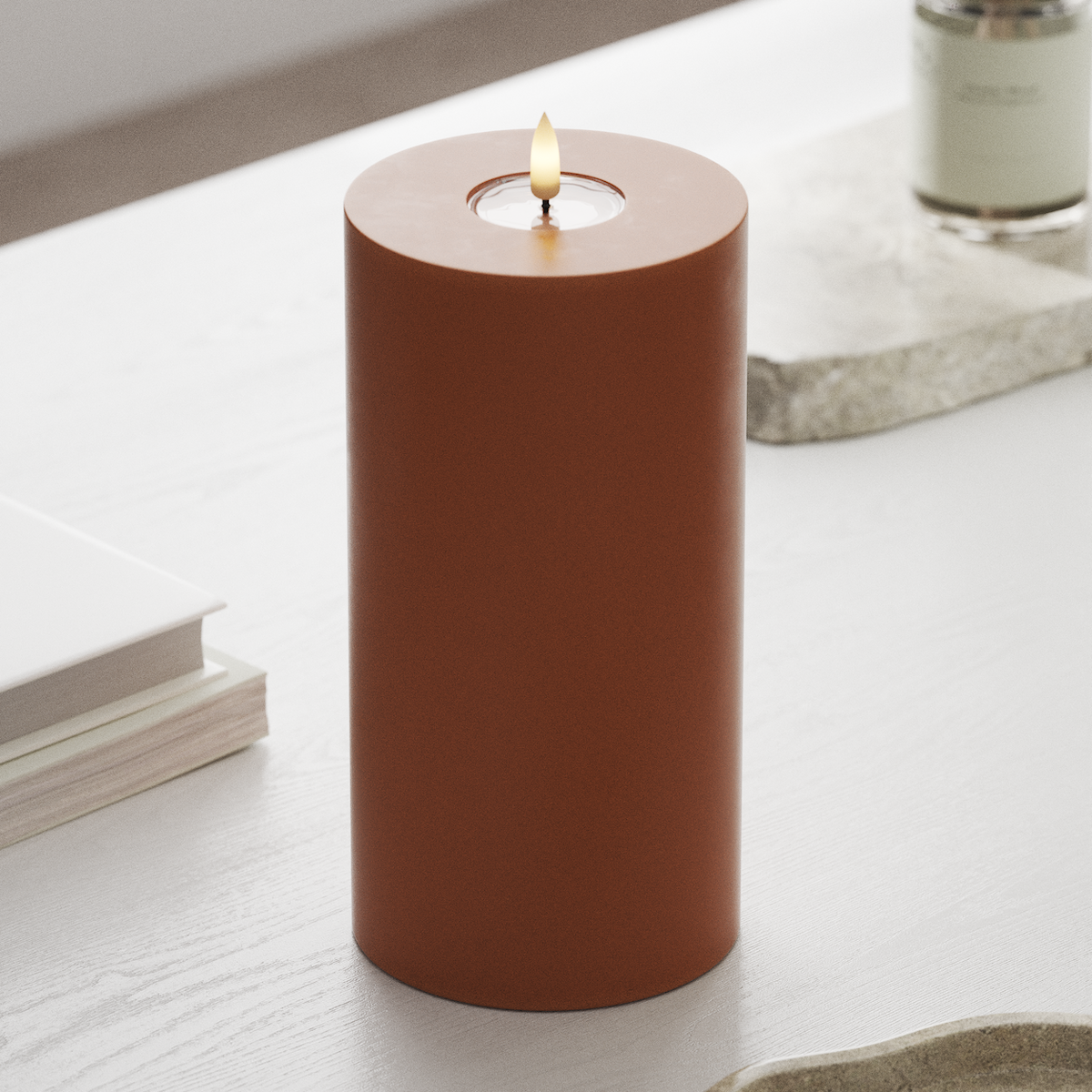 Deluxe Homeart LED Pillar candle Ø 10 x 20 cm Orange LED Pillar candle 1