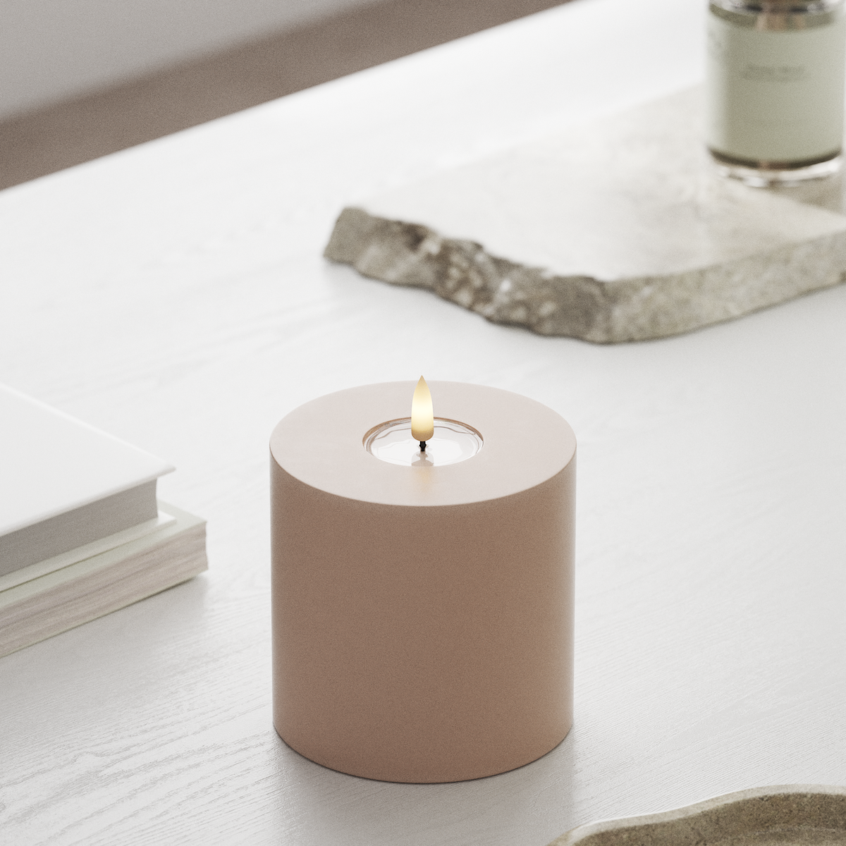 Deluxe Homeart LED Pillar candle Ø 10 x 10 cm Pink LED Pillar candle 1