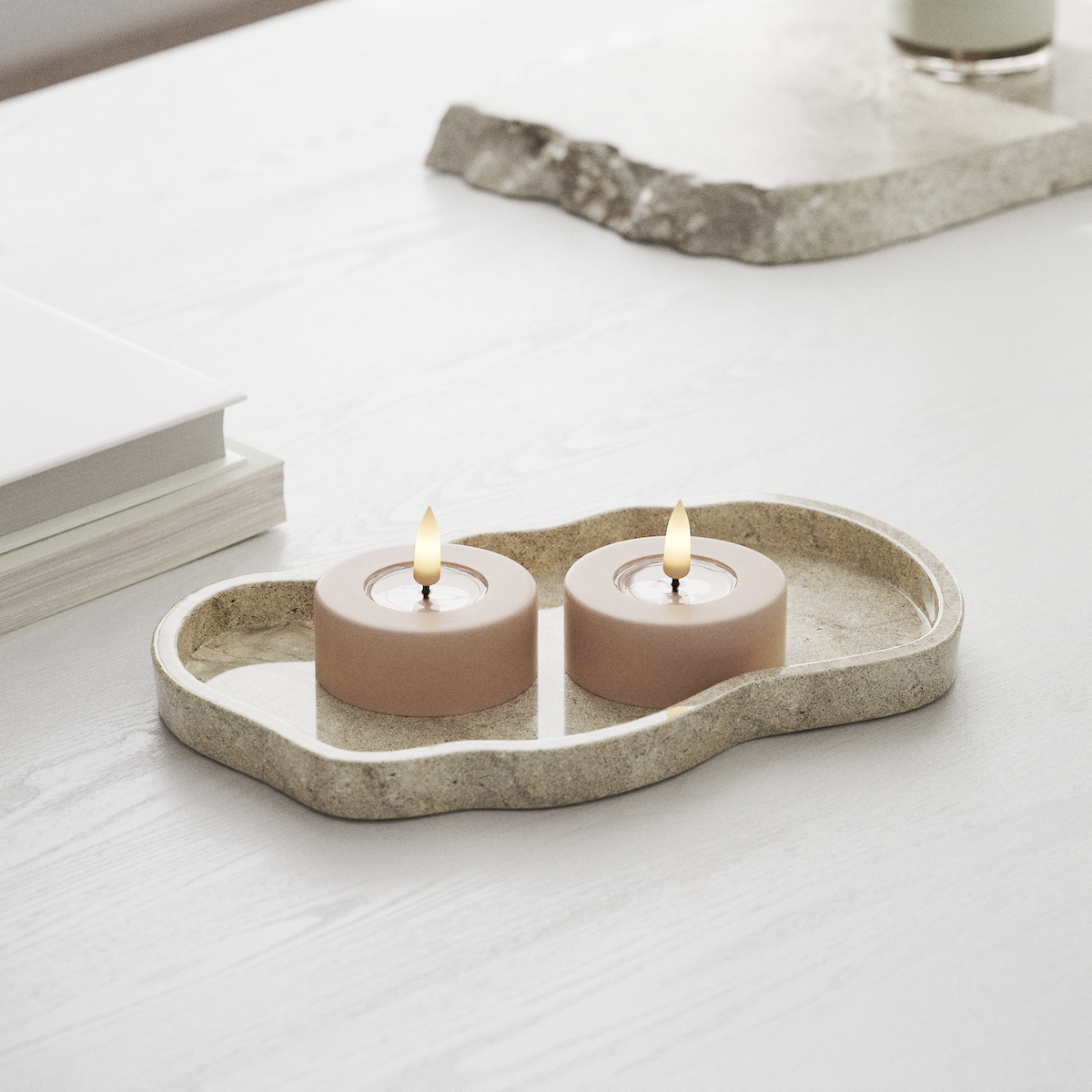 Deluxe Homeart LED Jumbo Tealight candle 2 pieces Large Pink LED jumbo Tealight candle 1