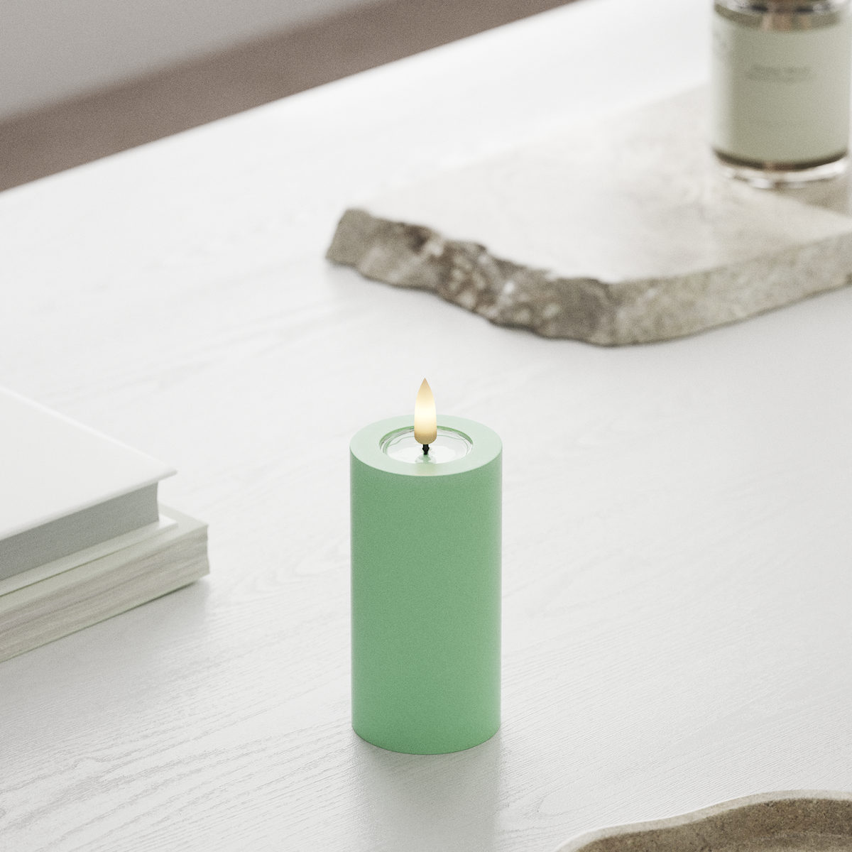 Deluxe Homeart LED Pillar candle Ø 5 x 10 cm Mint LED Pillar candle 1