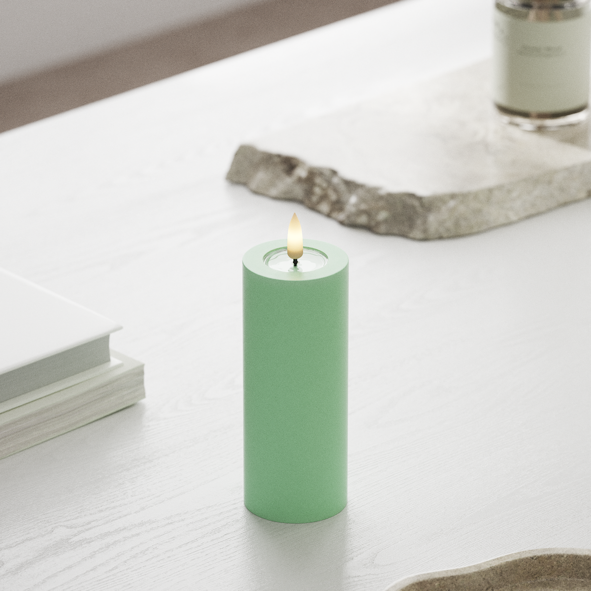 Deluxe Homeart LED Pillar candle Ø 5 x 12.5 cm Mint LED Pillar candle 1