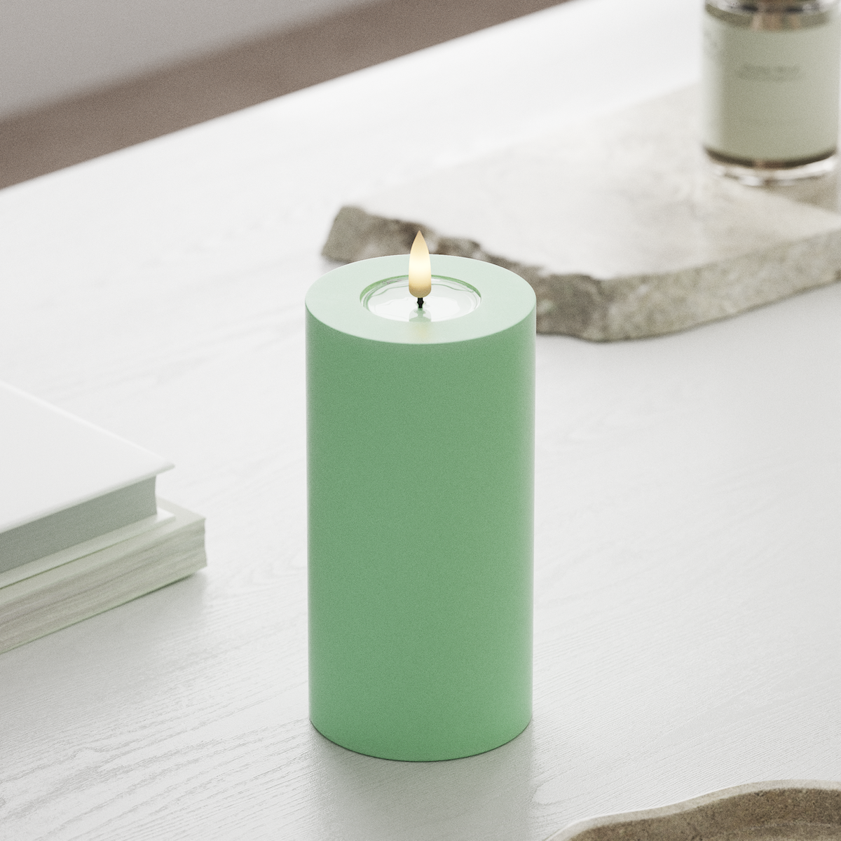 Deluxe Homeart LED Pillar candle Ø 7.5 x 15 cm Mint LED Pillar candle 1