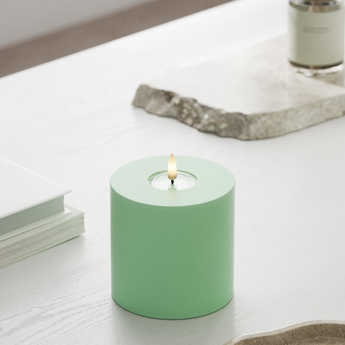 Deluxe Homeart LED Pillar candle Ø 10 x 10 cm Mint LED Pillar candle 1