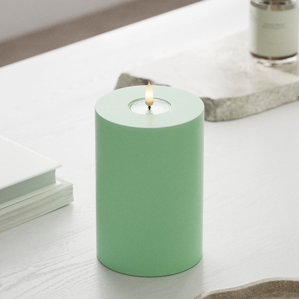 Deluxe Homeart LED Pillar candle Ø 10 x 15 cm Mint LED Pillar candle 1
