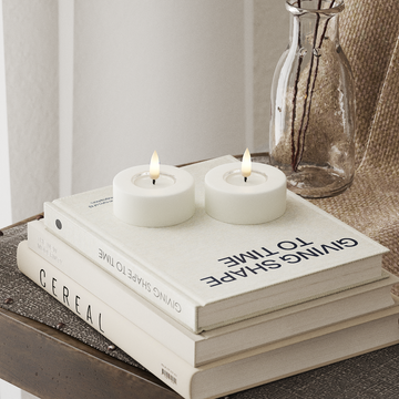 Deluxe Homeart LED Jumbo Tealight candle 2 pieces Large White LED jumbo Tealight candle 4