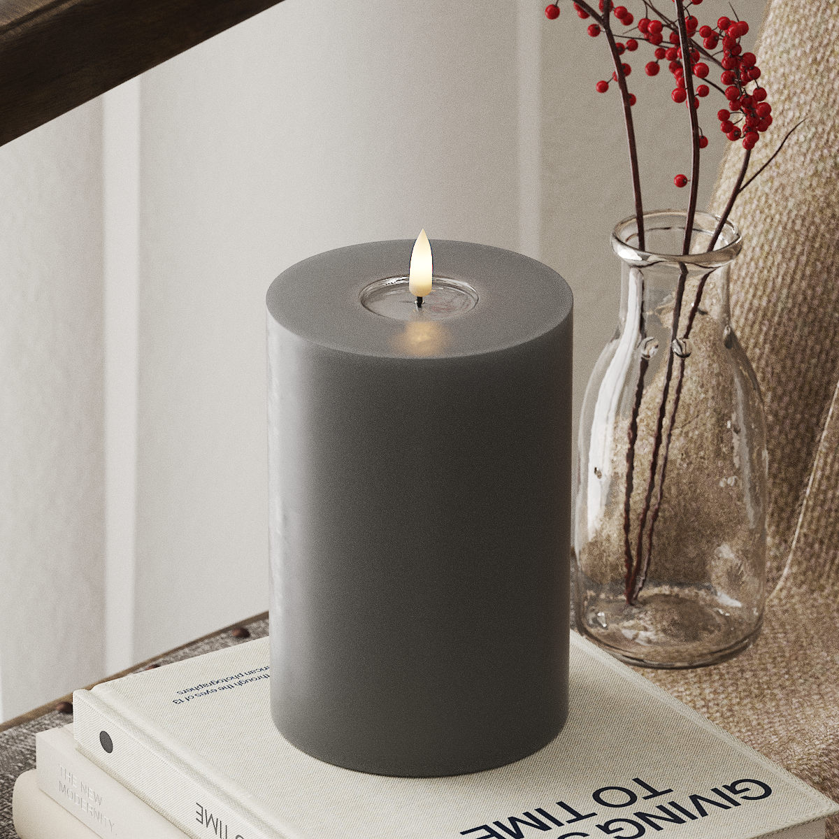 Deluxe Homeart LED Pillar candle Ø 10 x 15 cm Gray LED Pillar candle 4