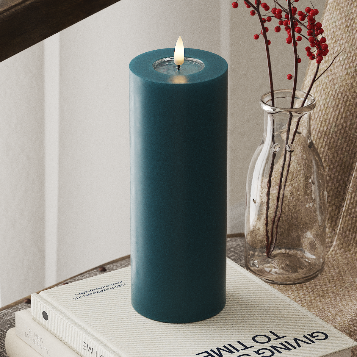 Deluxe Homeart LED Pillar candle Ø 7.5 x 20 cm Petroleum LED Pillar candle 4
