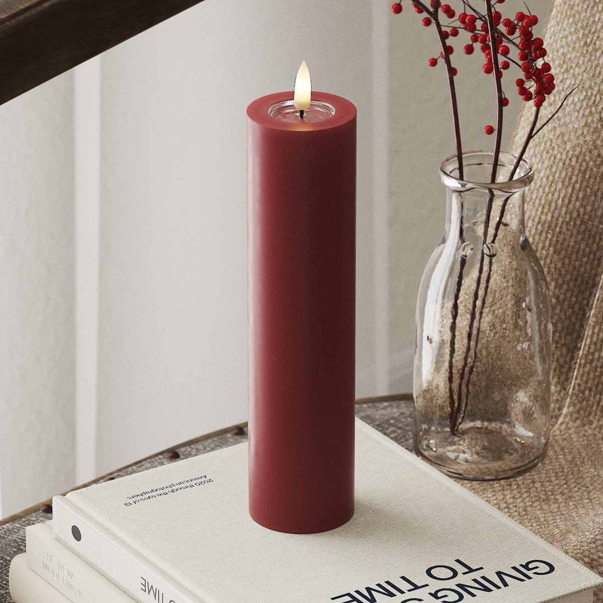 Deluxe Homeart LED Pillar candle Ø 5 x 20 cm Bordeaux LED Pillar candle 4