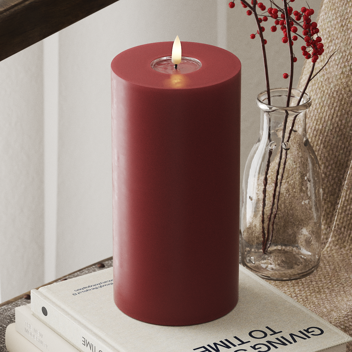Deluxe Homeart LED Pillar candle Ø 10 x 20 cm Bordeaux LED Pillar candle 4