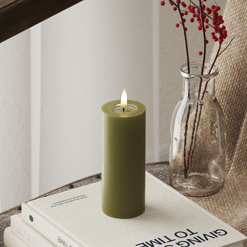 Deluxe Homeart LED Pillar candle Ø 5 x 12.5 cm Olive Green LED Pillar candle 4