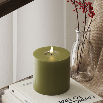 Deluxe Homeart LED Pillar candle Ø 10 x 10 cm Olive Green LED Pillar candle 4
