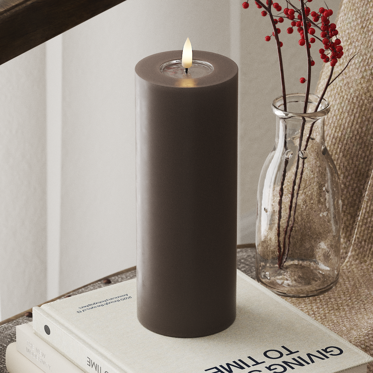 Deluxe Homeart LED Pillar candle Ø 7.5 x 20 cm Mocha LED Pillar candle 4