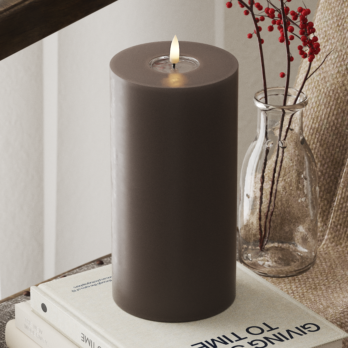 Deluxe Homeart LED Pillar candle Ø 10 x 20 cm Mocha LED Pillar candle 4