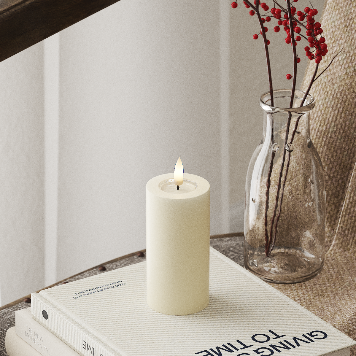 Deluxe Homeart LED Pillar candle Ø 5 x 10 cm Cream LED Pillar candle 4