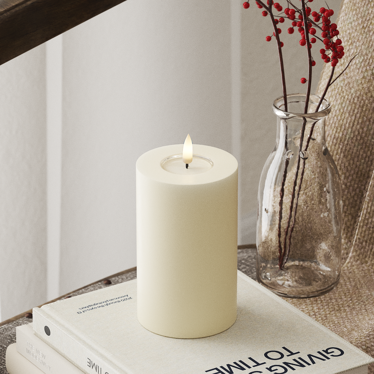 Deluxe Homeart LED Pillar candle Ø 7.5 x 12.5 cm Cream LED Pillar candle 4