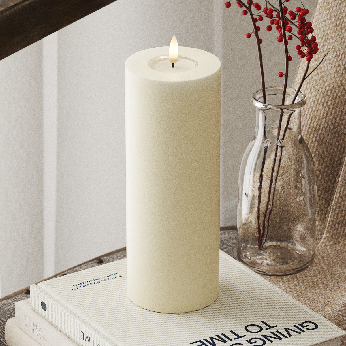 Deluxe Homeart LED Pillar candle Ø 7.5 x 20 cm Cream LED Pillar candle 4