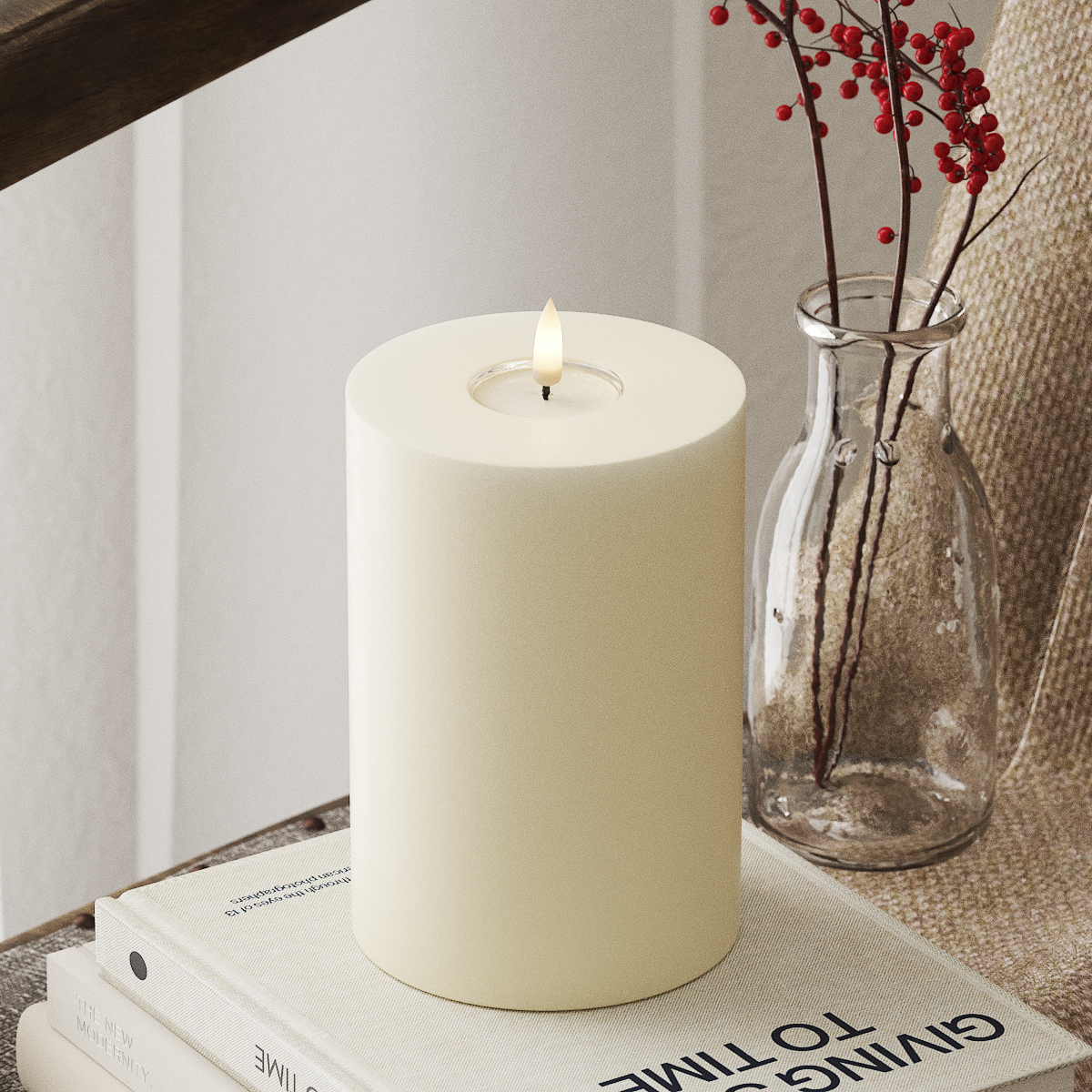 Deluxe Homeart LED Pillar candle Ø 10 x 15 cm Cream LED Pillar candle 4