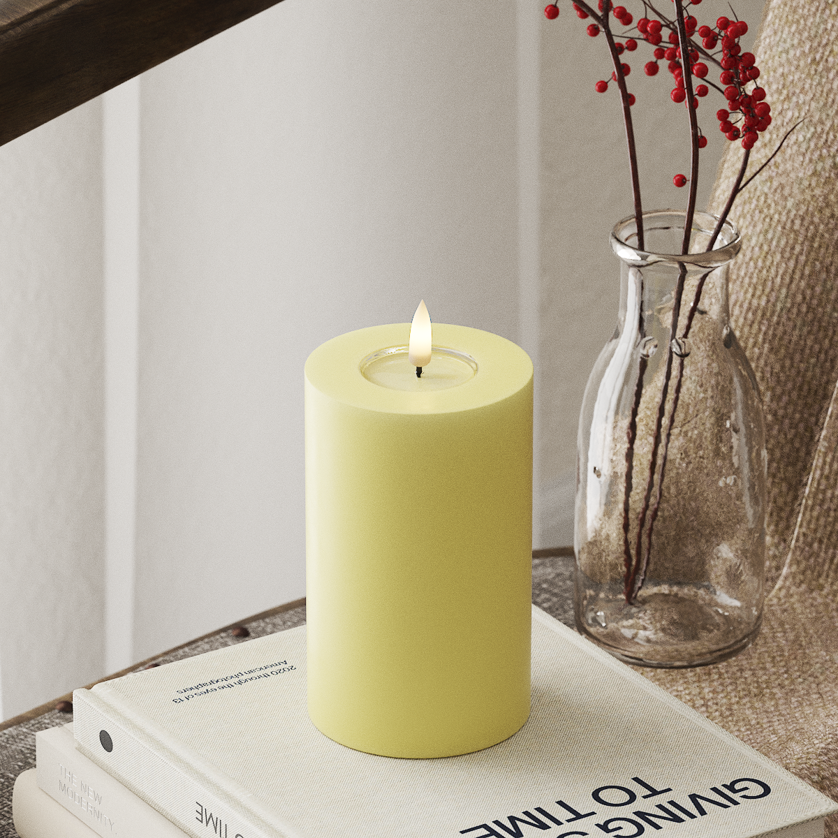 Deluxe Homeart LED Pillar candle Ø 7.5 x 12.5 cm Light Yellow LED Pillar candle 4