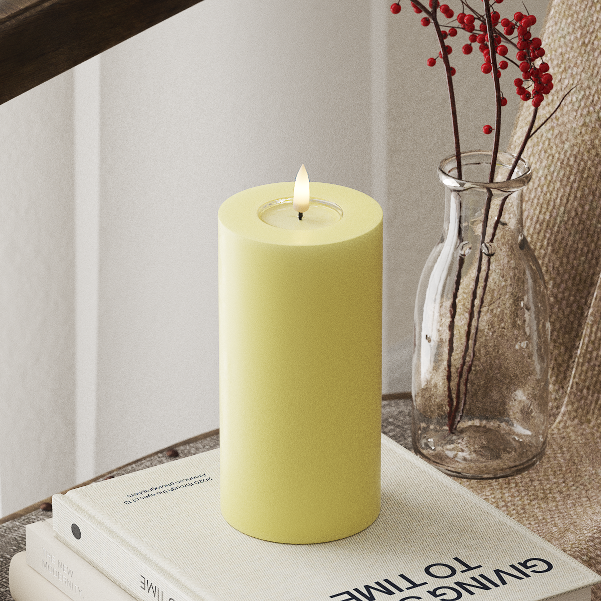 Deluxe Homeart LED Pillar candle Ø 7.5 x 15 cm Light Yellow LED Pillar candle 4