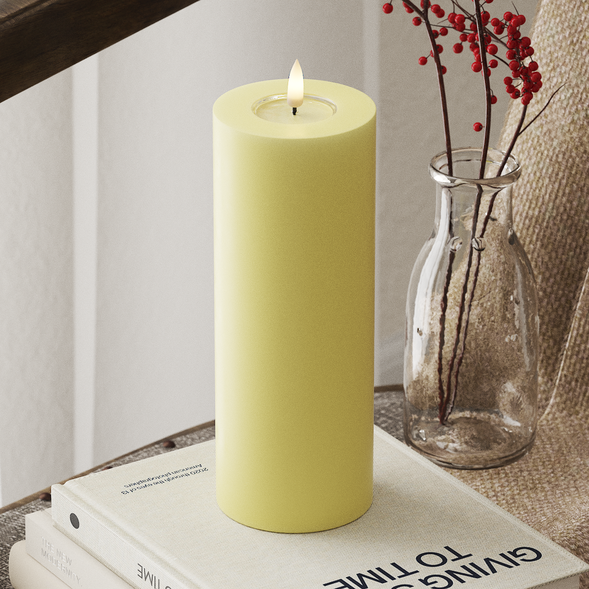 Deluxe Homeart LED Pillar candle Ø 7.5 x 20 cm Light Yellow LED Pillar candle 4