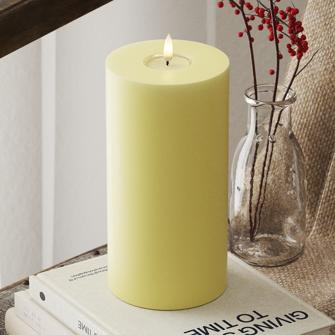 Deluxe Homeart LED Pillar candle Ø 10 x 20 cm Light Yellow LED Pillar candle 4