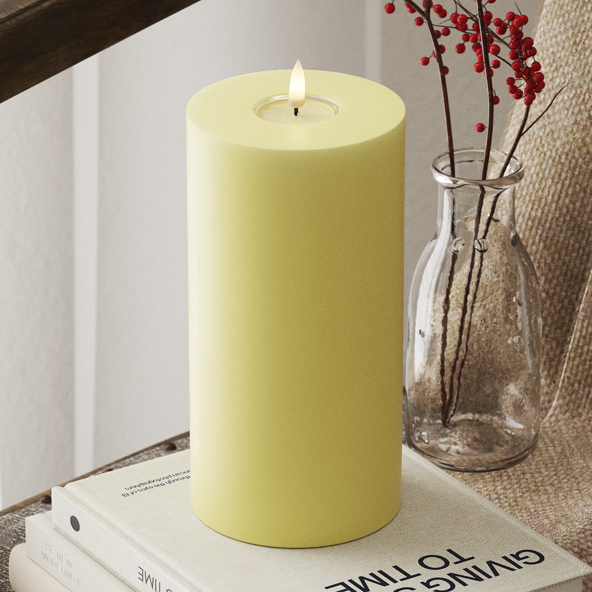 Deluxe Homeart LED Pillar candle Ø 10 x 20 cm Light Yellow LED Pillar candle 4