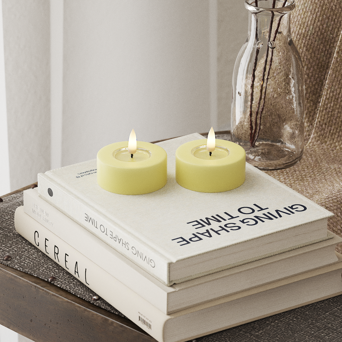 Deluxe Homeart LED Jumbo Tealight candle 2 pieces Large Light Yellow LED jumbo Tealight candle 4