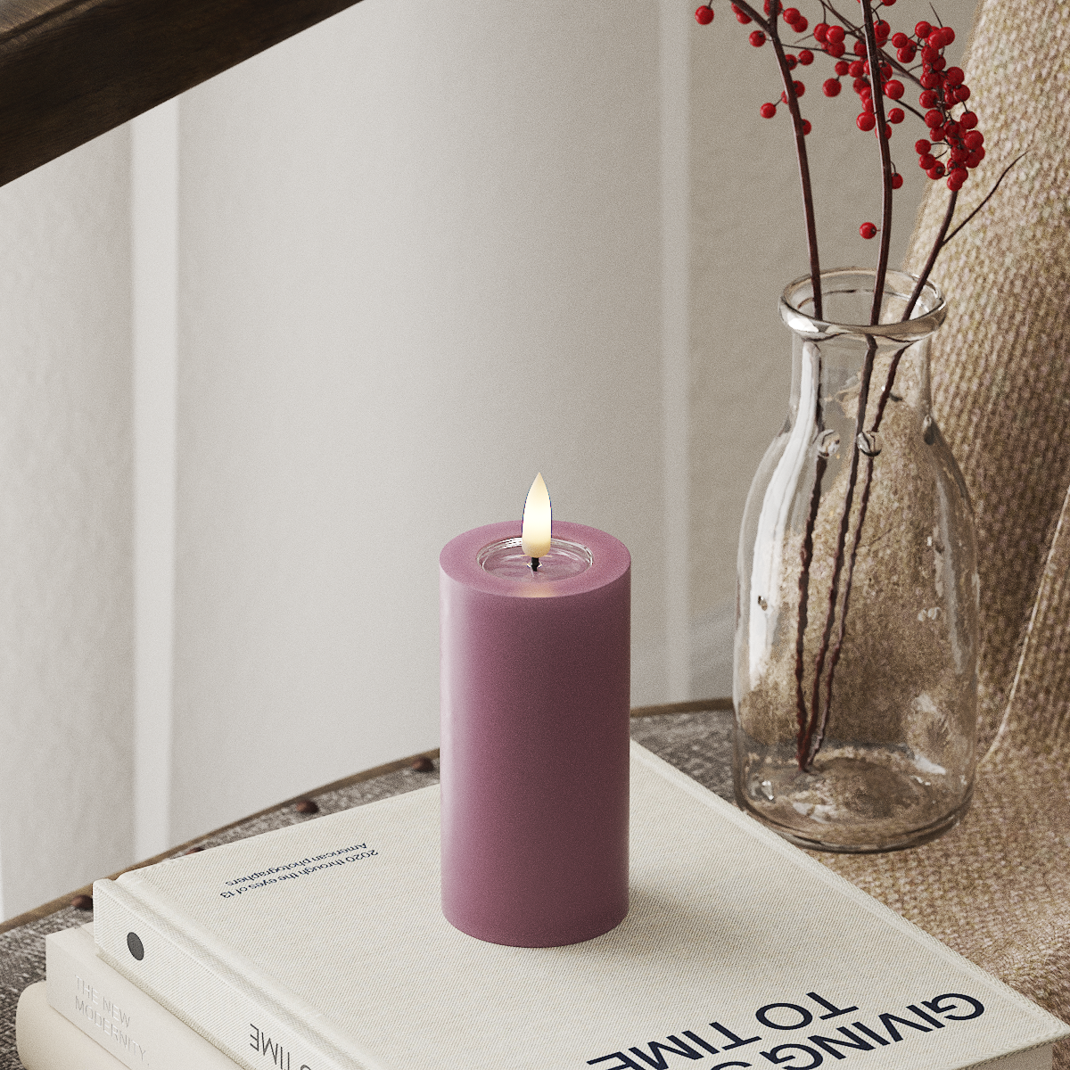 Deluxe Homeart LED Pillar candle Ø 5 x 10 cm Light Purple LED Pillar candle 4
