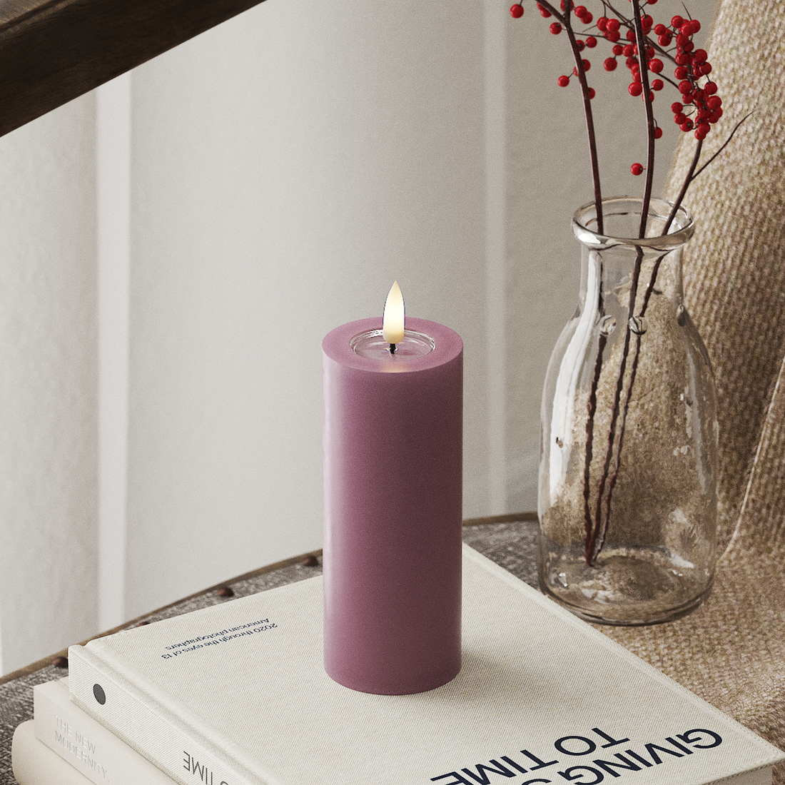 Deluxe Homeart LED Pillar candle Ø 5 x 12.5 cm Light Purple LED Pillar candle 4