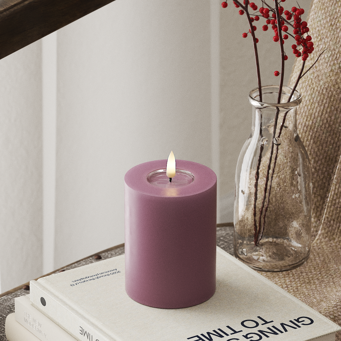 Deluxe Homeart LED Pillar candle Ø 7.5 x 10 cm Light Purple LED Pillar candle 4
