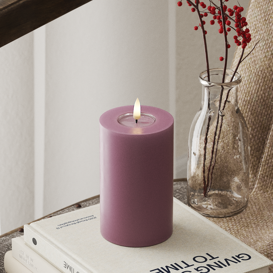 Deluxe Homeart LED Pillar candle Ø 7.5 x 12.5 cm Light Purple LED Pillar candle 4