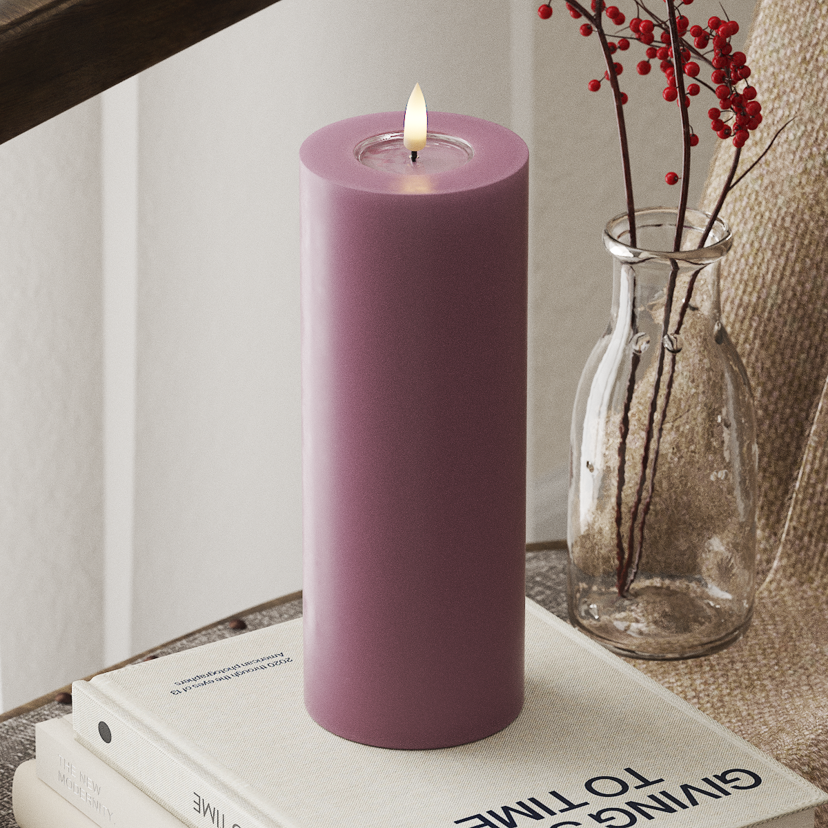 Deluxe Homeart LED Pillar candle Ø 7.5 x 20 cm Light Purple LED Pillar candle 4
