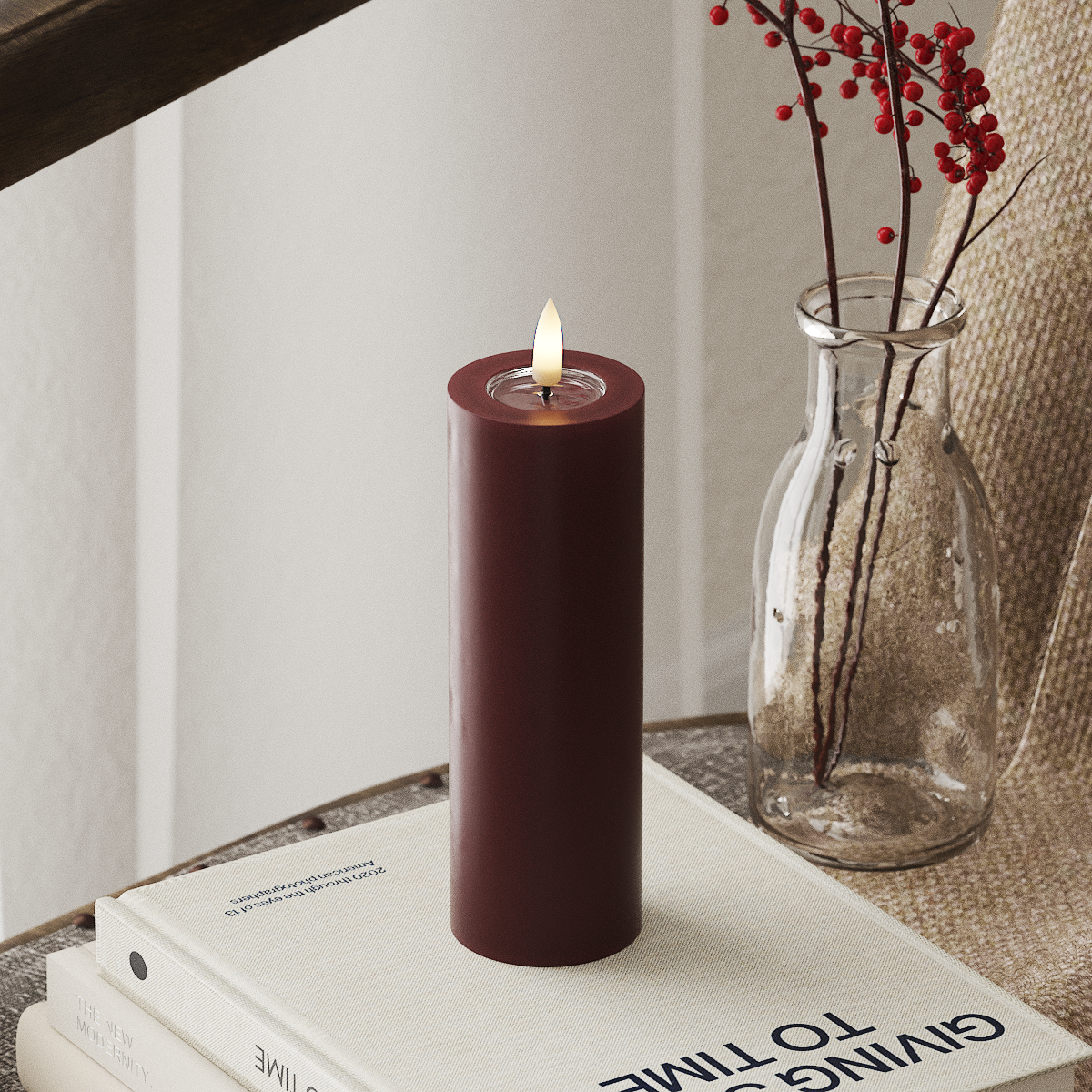 Deluxe Homeart LED Pillar candle Ø 5 x 15 cm Burgundy LED Pillar candle 4