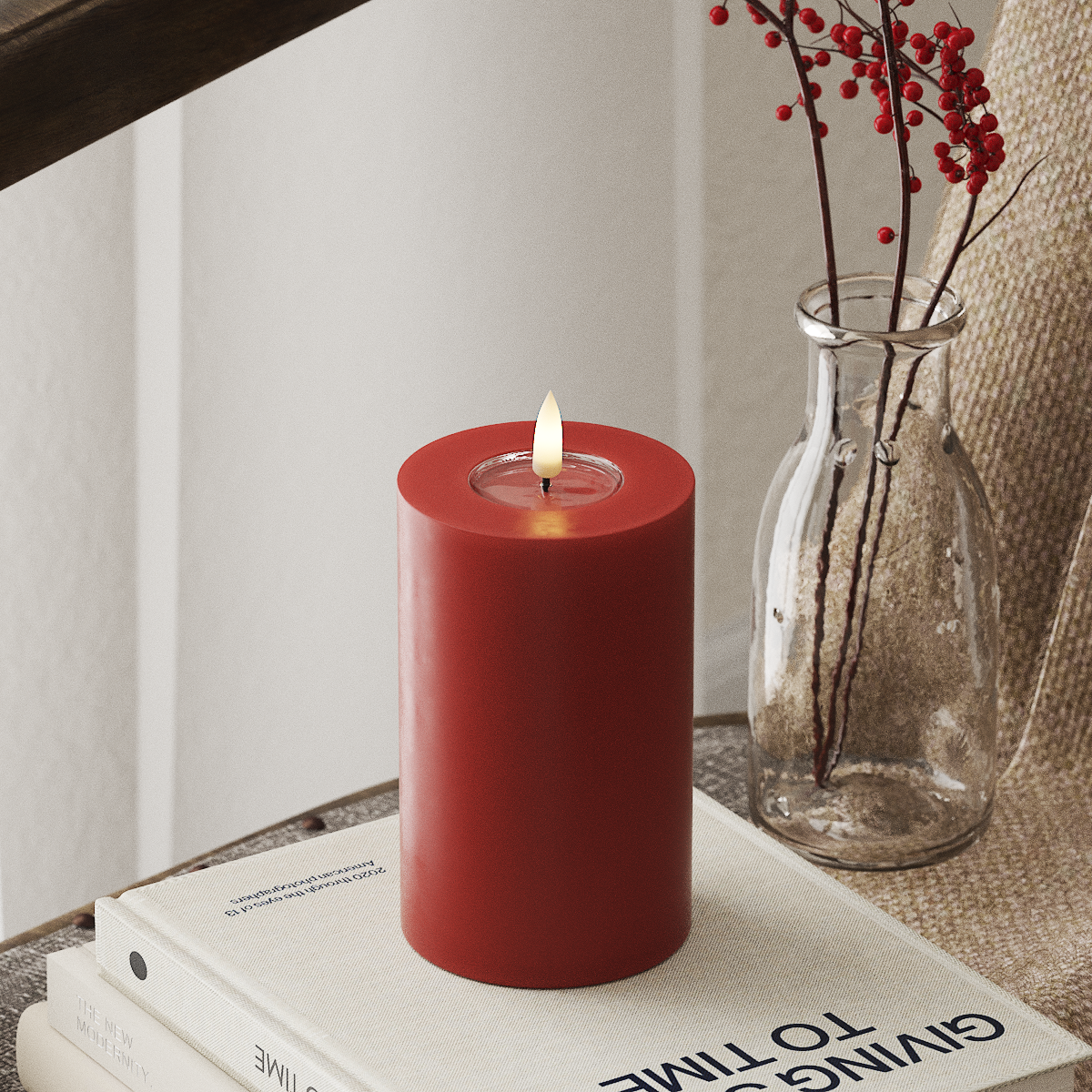 Deluxe Homeart LED Pillar candle Ø 7.5 x 12.5 cm Red LED Pillar candle 4