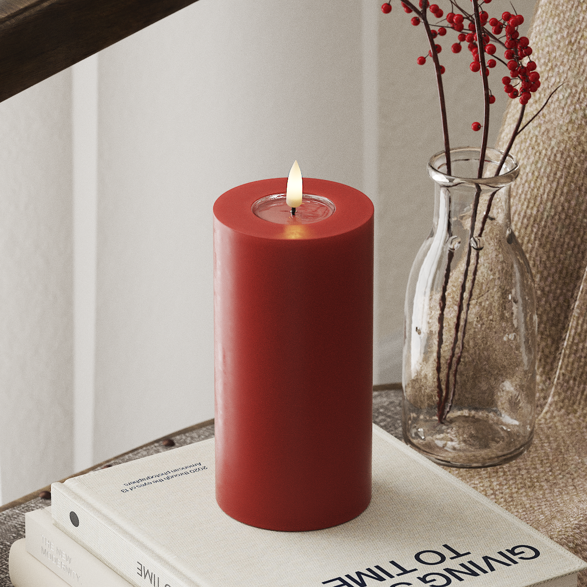 Deluxe Homeart LED Pillar candle Ø 7.5 x 15 cm Red LED Pillar candle 4