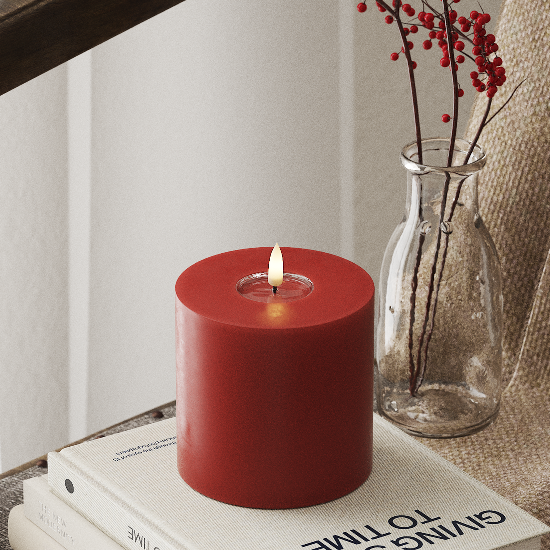 Deluxe Homeart LED Pillar candle Ø 10 x 10 cm Red LED Pillar candle 4