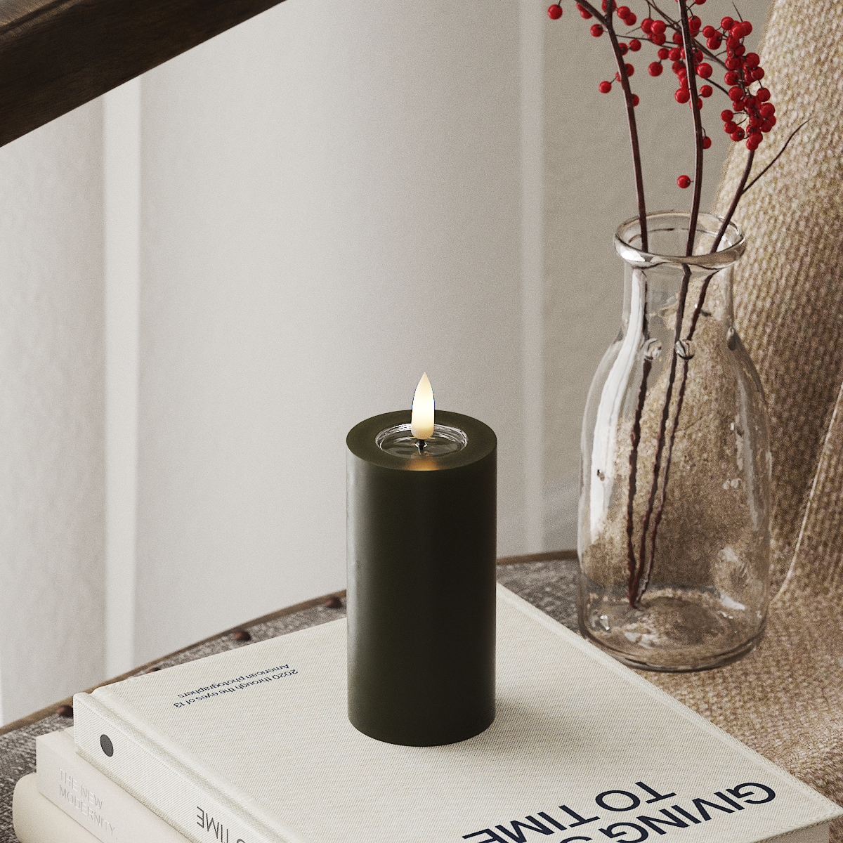 Deluxe Homeart LED Pillar candle Ø 5 x 10 cm Dark Green LED Pillar candle 4