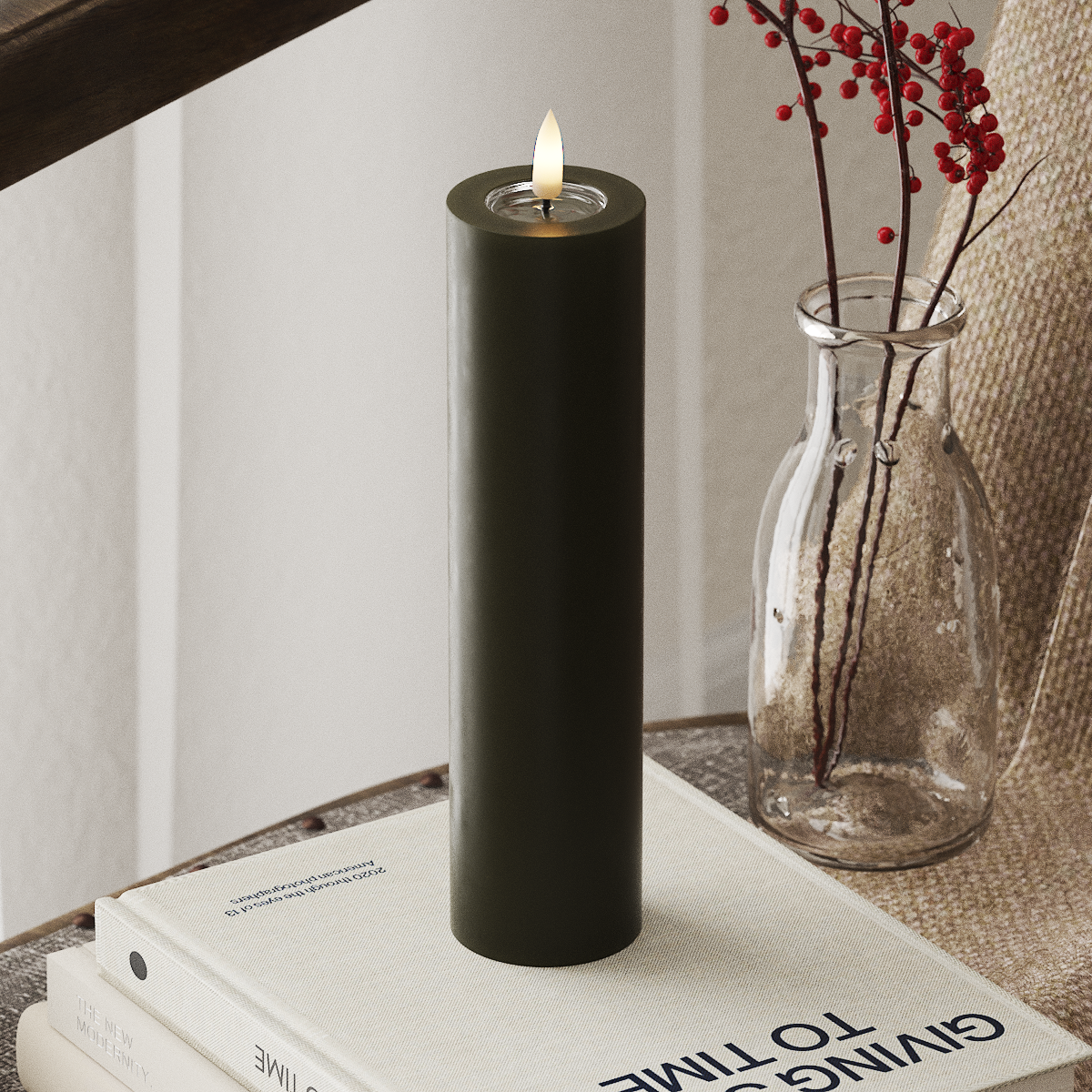 Deluxe Homeart LED Pillar candle Ø 5 x 20 cm Dark Green LED Pillar candle 4