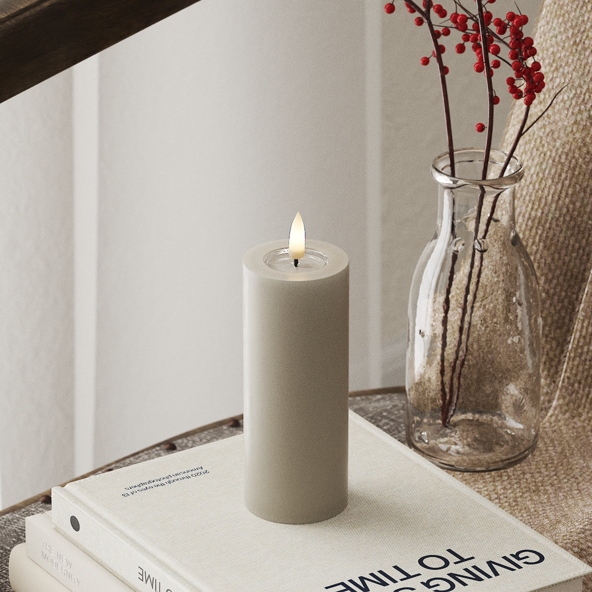 Deluxe Homeart LED Pillar candle Ø 5 x 12.5 cm Sand LED Pillar candle 4