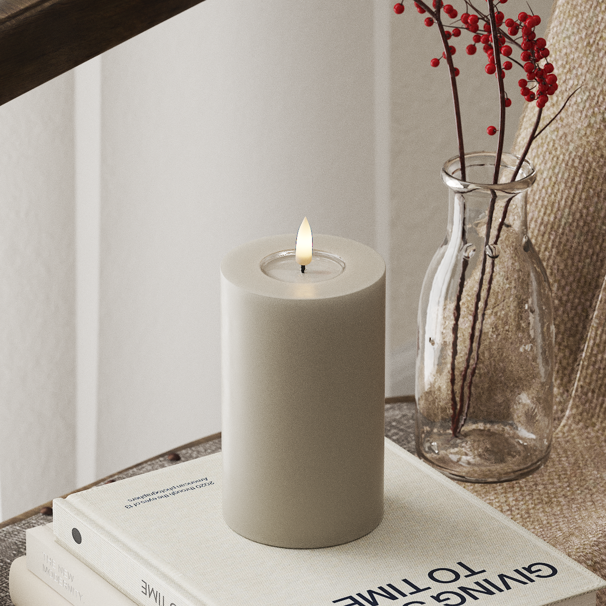 Deluxe Homeart LED Pillar candle Ø 7.5 x 12.5 cm Sand LED Pillar candle 4