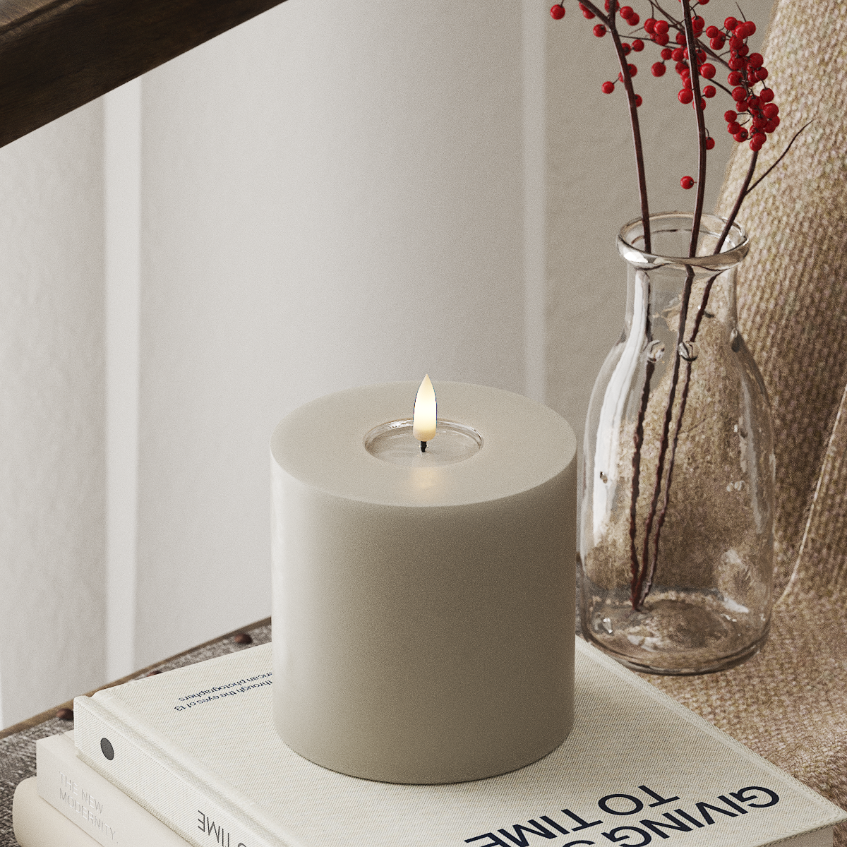 Deluxe Homeart LED Pillar candle Ø 10 x 10 cm Sand LED Pillar candle 4