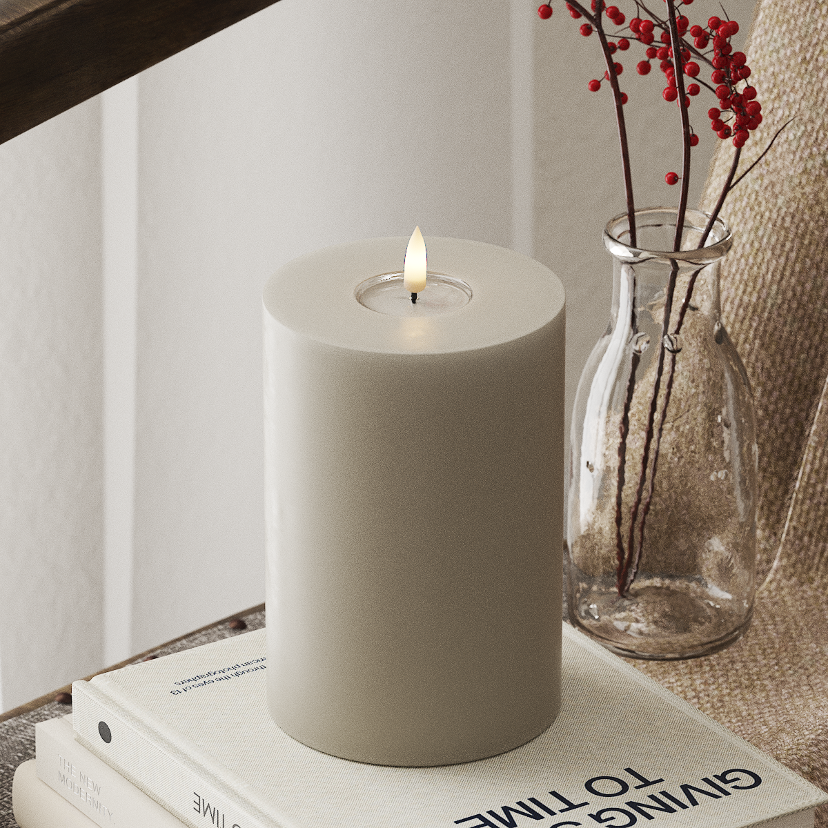 Deluxe Homeart LED Pillar candle Ø 10 x 15 cm Sand LED Pillar candle 4