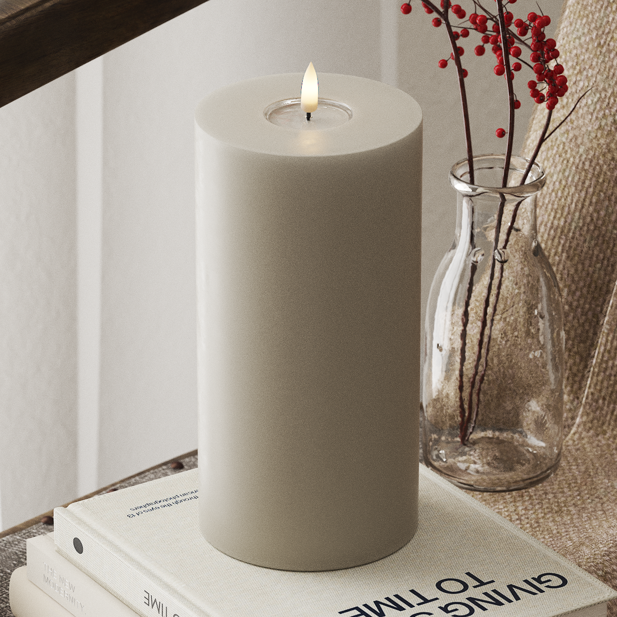 Deluxe Homeart LED Pillar candle Ø 10 x 20 cm Sand LED Pillar candle 4